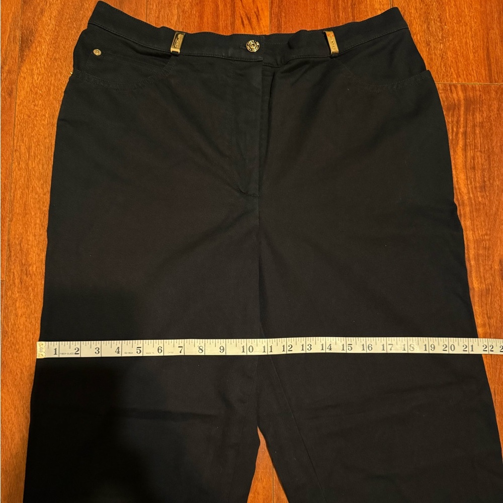 Vintage St. John Sport High Waisted Black Straight Leg Pants Gold Hardware - Picture 13 of 13